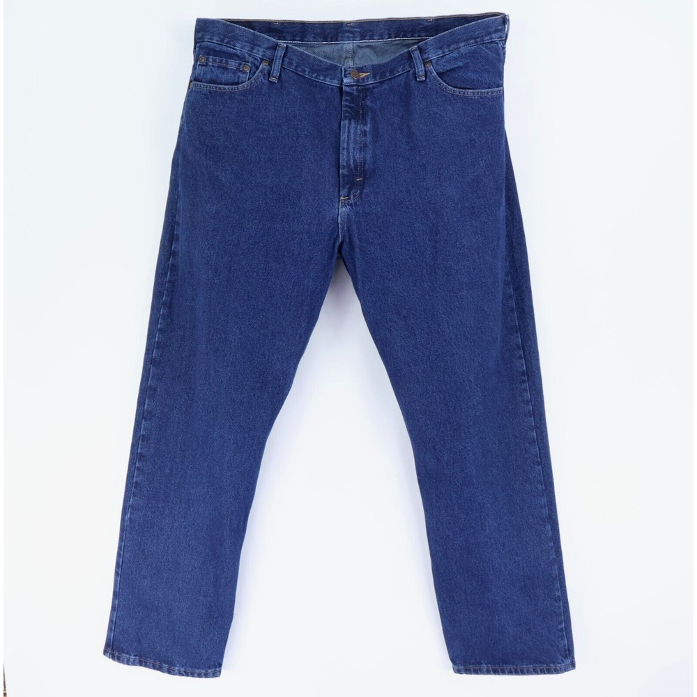 Wrangler Jeans Relaxed Fit Straight Leg Mens 42x32 Dark Blue Cotton Denim 5 STAR